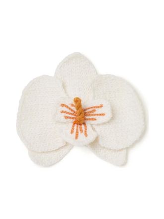 Alanui Orchid embroidered brooch - women - Wool/Acrylic - One Size - White