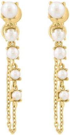 Effy 14K Yellow Gold Cultured Freshwater Pearl Front/Back Earrings in White at Nordstrom Rack