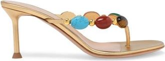 Gianvito Rossi Shanty Thong 70 Mule in Metallic Gold at Nordstrom, Size 34.5