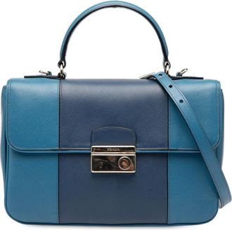 Prada Pre-owned Prada Bicolor Saffiano Sound Lock Top Handle Bag 29WDDLZL9VFE2J4B