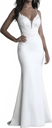 Allure Bridals Embroidered Appliques Gown In Ivory/champagne/nude