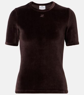 Courr&egrave;ges Courr&egrave;ges Cotton-blend velvet T-shirt
