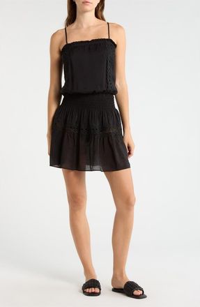 Elan Smocked Cover-Up Dress in Black at Nordstrom, Size X-Small
