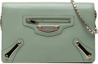 Balenciaga Pre-owned Balenciaga Calfskin Metal Plate City Wallet on Chain Ladies K91BH30NBIU6Q35V