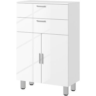 Kleankin Kleankin - Mobile da Bagno con 2 Cassetti e Armadietto con Ripiano Bianco