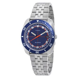 Timex Q Vintage-Inspired Quartz Blue Dial Mens Watch TW2Y44400