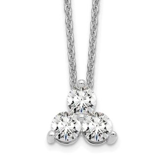 Diamond2Deal 14K Gold 1/2 Ct Lab Grown Diamond Three Stone Necklace 18 Clarity VS, Color D-E