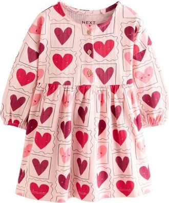 Next Kids Heart Print Cotton Jersey Dress in Red at Nordstrom, Size 1.5-2Y