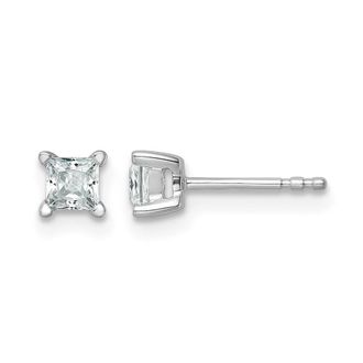 Diamond2Deal 14k Gold 1/2 ct Princess Lab Grown Diamond Stud Earrings VS Clarity, D-E Color