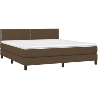 vidaXL Vidaxl - Cama Box Spring Con Colch&oacute;n Tela Marr&oacute;n Oscuro 180x200 Cm
