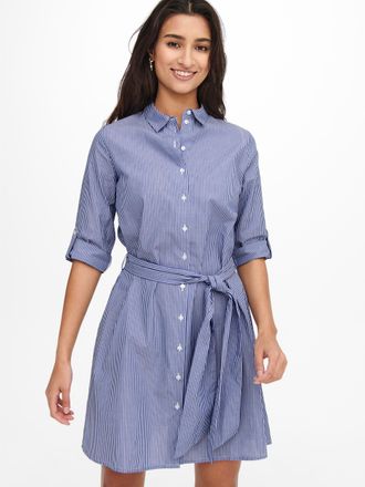 Jacqueline de Yong Hemdblusenkleid JDY JDYHALL 3/4 SHIRT DRESS WVN NOOS, Damen, Gr. 42 (XL), N-Gr, lila (wedgewood stripes:wei&szlig;), Web, Obermaterial: 100% Baumwolle, gest