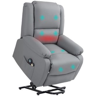OEM Sill&oacute;n Levanta Personas El&eacute;ctrico Con 8 Punto De Masaje Funci&oacute;n De Calentamiento 2 Controles Remotos Y Bolsillo Gris