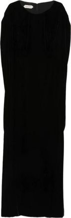Alberta Ferretti Lange Jurk met E&eacute;n Schouderband - Dames - Avondkleed - Zwart - M - Kleedjes