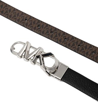 Michael Kors Womens Reversible Monogram Belt Black Leather