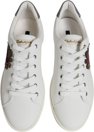 Dolce & Gabbana White Sacred Heart Men Low Top Sneakers Shoes Calf Leather