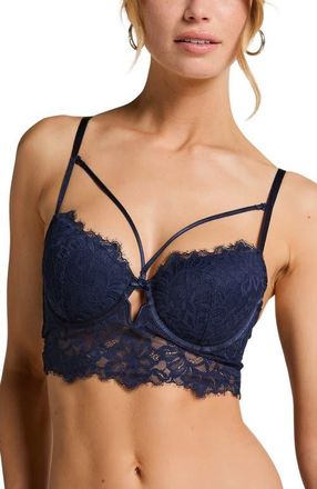 Hunkem&ouml;ller Isabella Padded Underwired Longline Bra in Blue at Nordstrom, Size 36Ddd