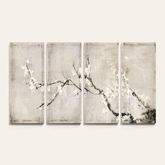 Ballard Designs Set of 4 Natural Sakura Blossoms Art - 36 X 16 - Ballard Designs
