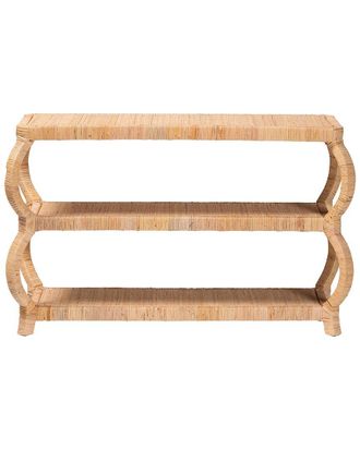 Baxton Studio Dalida Bohemian Rattan 3-Tier Console Table