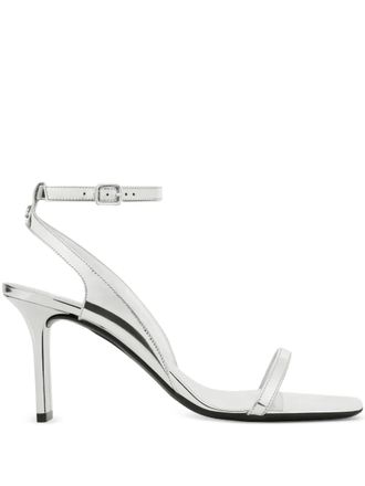 Courr&egrave;ges 80mm mirror-effect buckle sandals - women - Polyurethane/Polyester/Polyurethane/Polyurethane - 40 - White