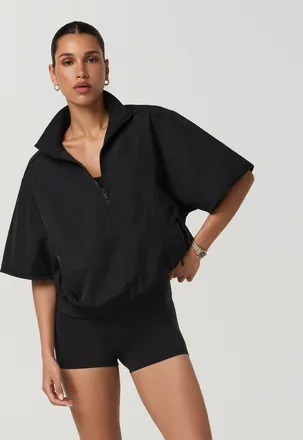 Vuori Clothing Retrograde Short Sleeve Half Zip Jacket | Black | XS, Size Extra Small