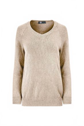 M Made in Italy Womens V-Neck Knit Sweater In Vanilla