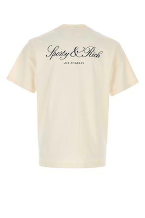 Sporty & Rich Mens Ivory Cotton T-Shirt Ecrunavy Exterior Exterior: T-shirts And Polos