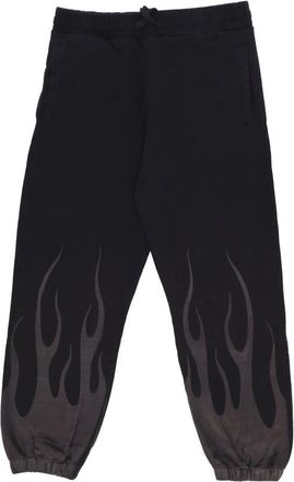 Vision Of Super Vlammenprint Fleece Trainingsbroek - Heren - Sweatpants - Zwart - S - Katoen - Broeken