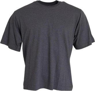 Dolce & Gabbana Grijze Katoenen Korte Mouw T-shirt - Heren - T-shirts - Grijs - L - Katoen - Tops