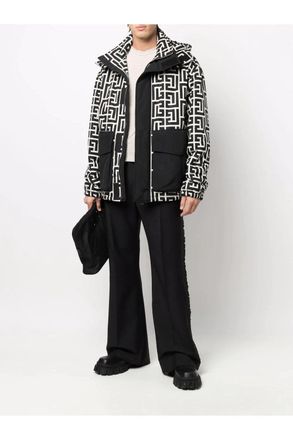 Balmain MONOGRAM NYLON JACKET Size: 46, colour: BLACK