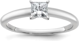 Diamond2Deal 14k White Gold 1/2 Ct Princess Lab Grown Diamond Solitare Engagement Ring