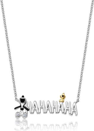 Crislu x Peanuts HA HA HA Snoopy & Woodstock Pendant Necklace in Pure Platinum /Clear Stone at Nordstrom, Size 16