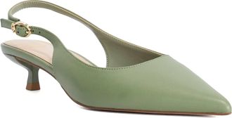 Dune London Womens Ladies Catalinas - Leather Kitten Heel Sling-Backs - Green - Size UK 6