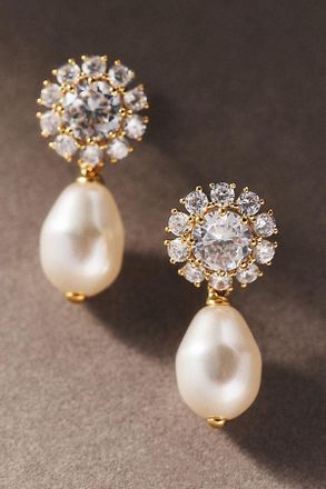 Nadri Sunflower Pearl Drop Earrings