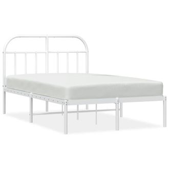 Berkfield Home Metal Bed Frame with Headboard White 120x200 cm | Size: Small Double