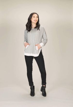 Papillon Brushed Jersey Polka Dot Hoody Sweater In Grey
