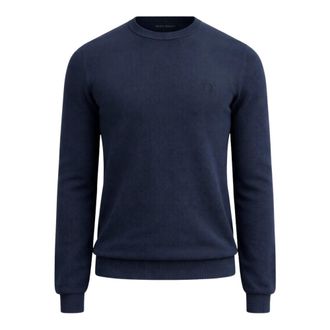 Fred Perry Round-neck Knitwear, male, Blue, Size: XL Round-neck Knitwear