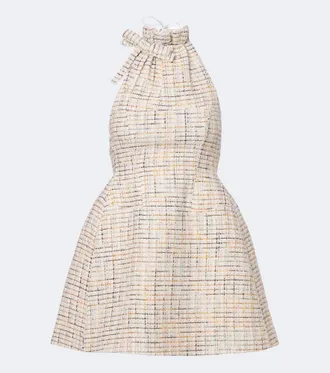 Shushu/Tong Halterneck cotton-blend tweed minidress