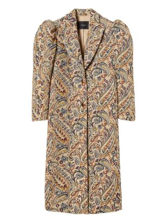 Twin-Set puff-sleeve paisley coat - Neutrals