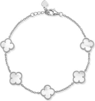 Chloe and Madison Mother-of-Pearl Clover Station Bracelet in Silver at Nordstrom Rack