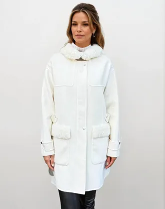 Max & Moi Duffle Coat In Off White