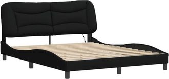 vidaXL Vidaxl - Estructura De Cama Con Led Sin Colch&oacute;n Tela Negro 160x200 Cm