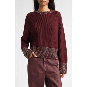 Golden Goose Journey Crystal Embellished Raglan Sleeve Wool Sweater in Burgundy at Nordstrom, Size Medium