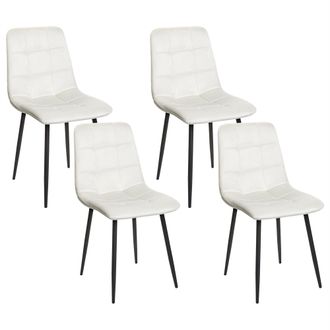 Beliani Beliani - Conjunto De 4 Sillas De Comedor Moderno Patas De Hierro Terciopelo Blanco Crema Powell