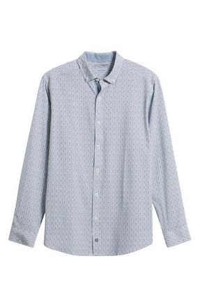 Johnston & Murphy XC+ Football Print Performance Button-Down Shirt in Navy at Nordstrom, Size Xx-Large