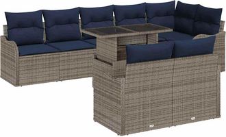 vidaXL Conjunto De Sof&aacute; De Jard&iacute;n 9 Uds. Gris Polirat&aacute;n Vidaxl