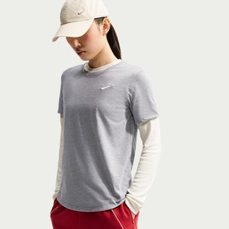 Nike Womens Nike Sportswear Club Essentials T-Shirt in Grey | DX7902-064