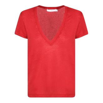 Iro T-Shirts, female, Red, Size: S Deep V-neck T-shirt