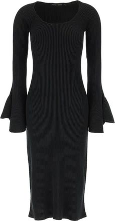 Proenza Schouler Fluted Rib Knit Jurk - Dames - Kleedjes - Zwart - L - Polyester - Kleedjes