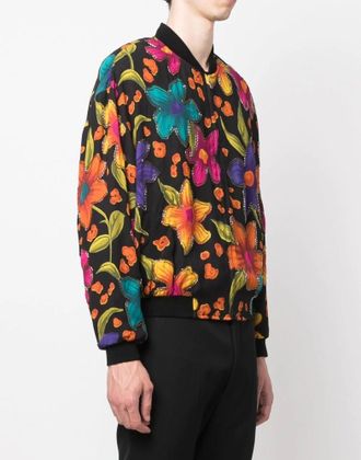 Saint Laurent Mens Teddy Fleurs Crepe Jacket Multiple Colors Clothing > Coats &