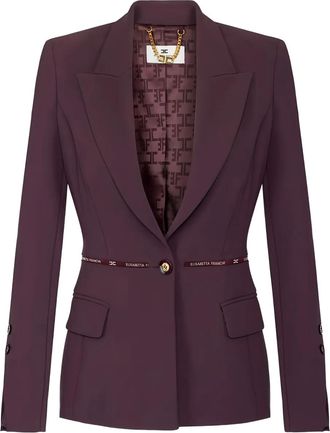 Elisabetta Franchi logo ribbon crêpe jacket - Red